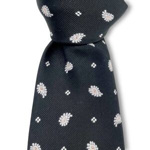 Salt + Dapper Necktie Silk Tie Black Gray Paisley Print Wedding Guest Date Night